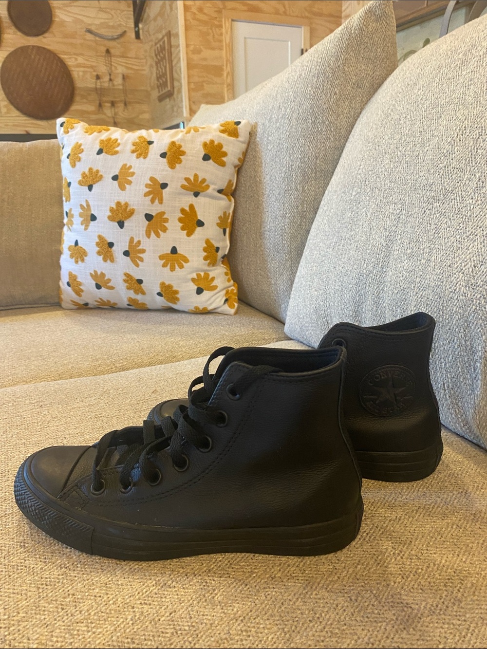 Converse Black High Top Leather Sneakers